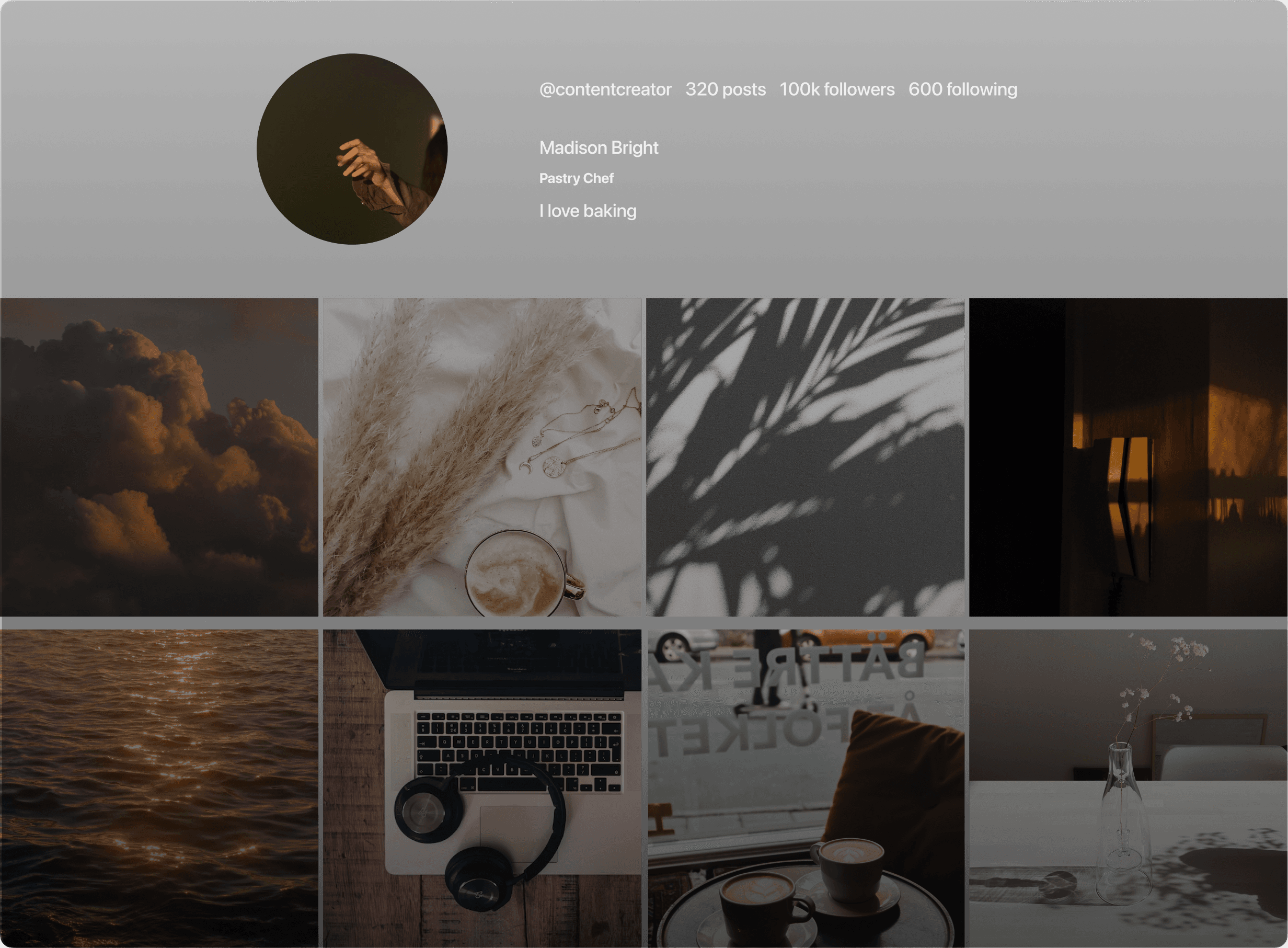 Mac Window with a user profile